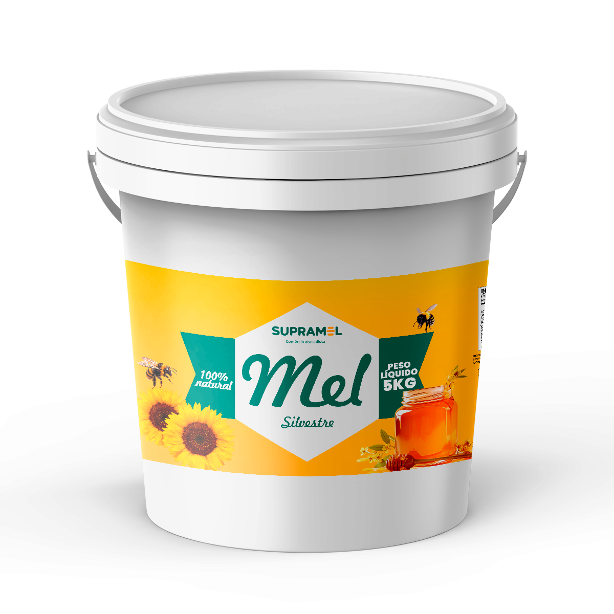 Mel puro de abelha silvestre balde 5kg - cor até 85mm - Supramel