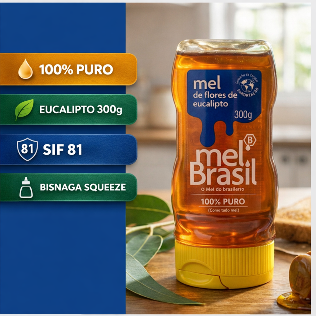 Mel Puro Flores Eucalipto 300g - Melbras (linha Mel Brasil) - Imagem 3