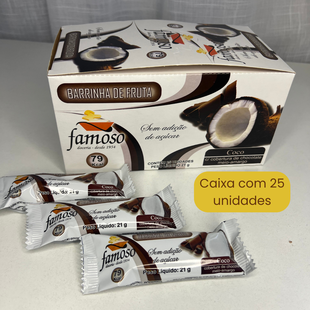 Doce De Coco Famoso Com Chocolate Sem Açúcar Display 24 Un - Imagem 2
