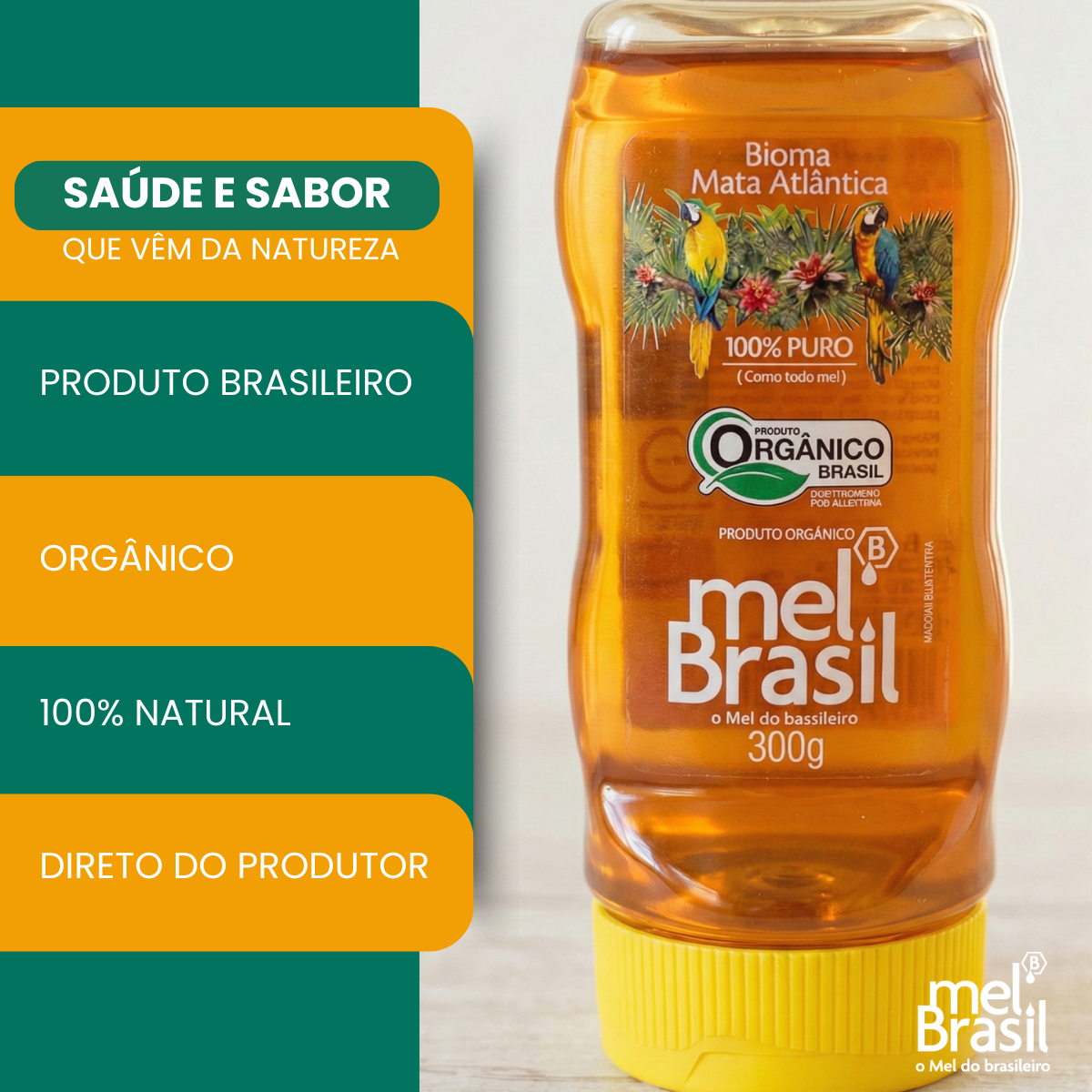 Mel Puro Silvestre Orgânico 300g - Melbras (linha Mel Brasil) - Imagem 2