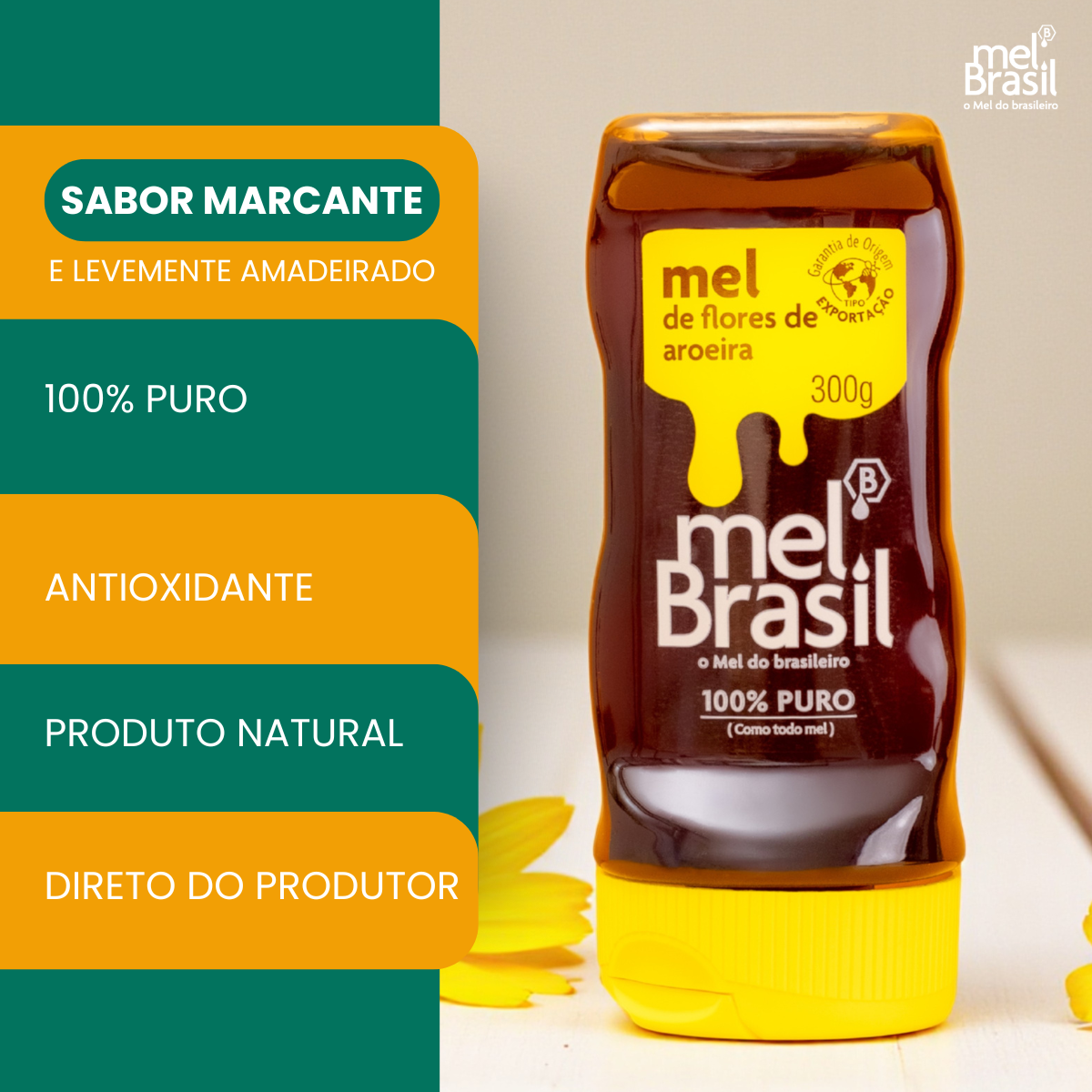 Mel Puro Flores De Aroeira 300g - Melbras (linha Mel Brasil) - Imagem 2