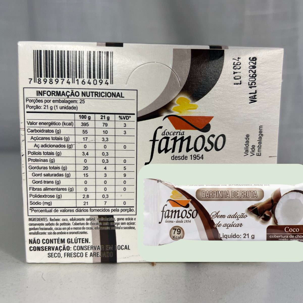 Doce De Coco Famoso Com Chocolate Sem Açúcar Display 24 Un - Imagem 7
