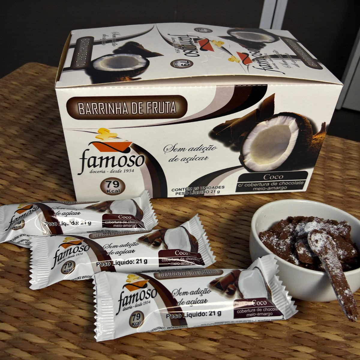 Doce De Coco Famoso Com Chocolate Sem Açúcar Display 24 Un - Imagem 5
