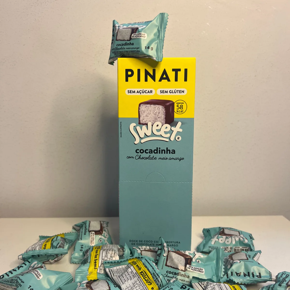 Torrão Pinati Sweet Bite Coco e Chocolate Display 24 Unid Sem Açúcar - Imagem 6