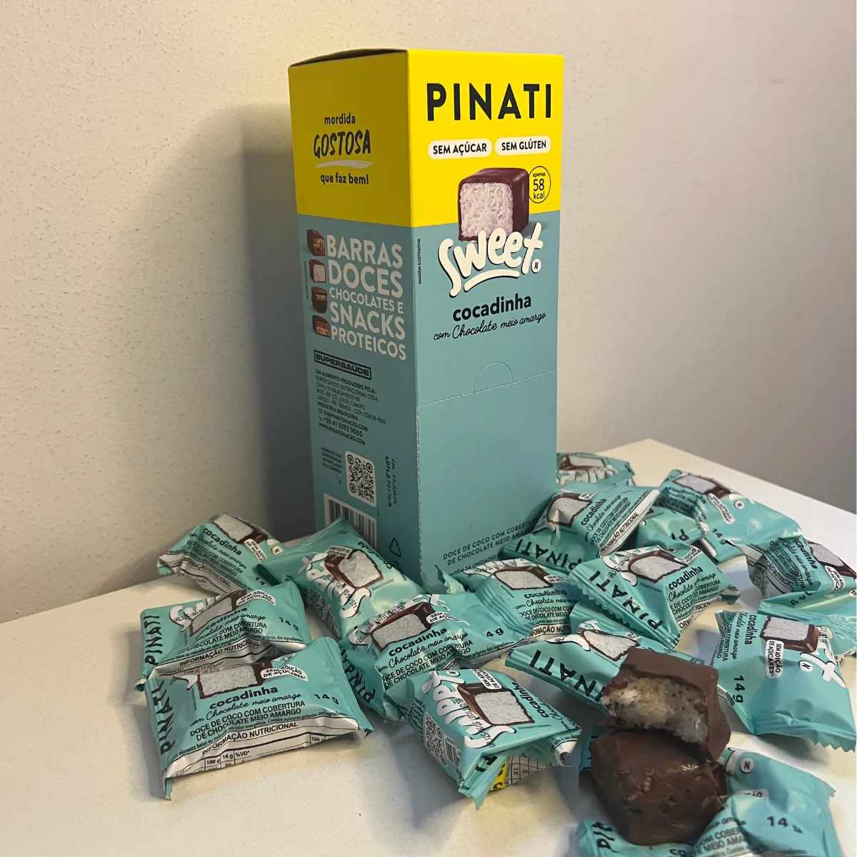 Torrão Pinati Sweet Bite Coco e Chocolate Display 24 Unid Sem Açúcar - Imagem 5