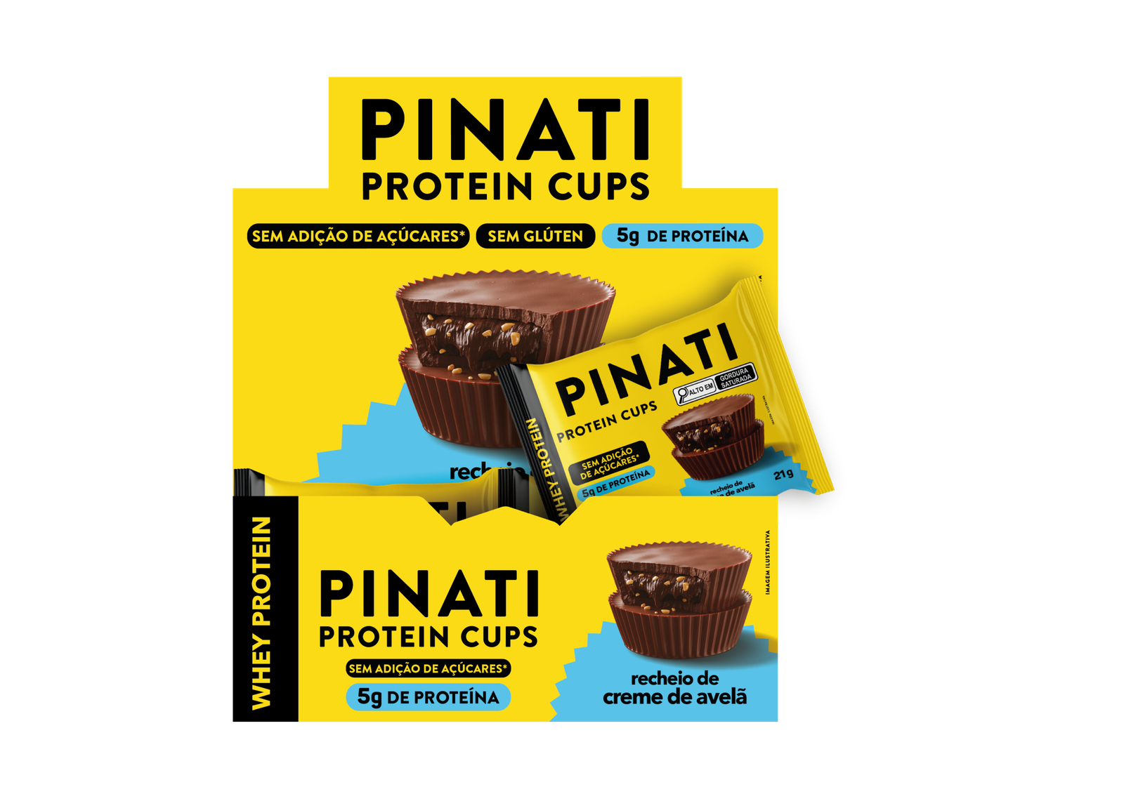 Pinati Protein Cups Creme De Avelã Unitário 21g- Cx Com 18un