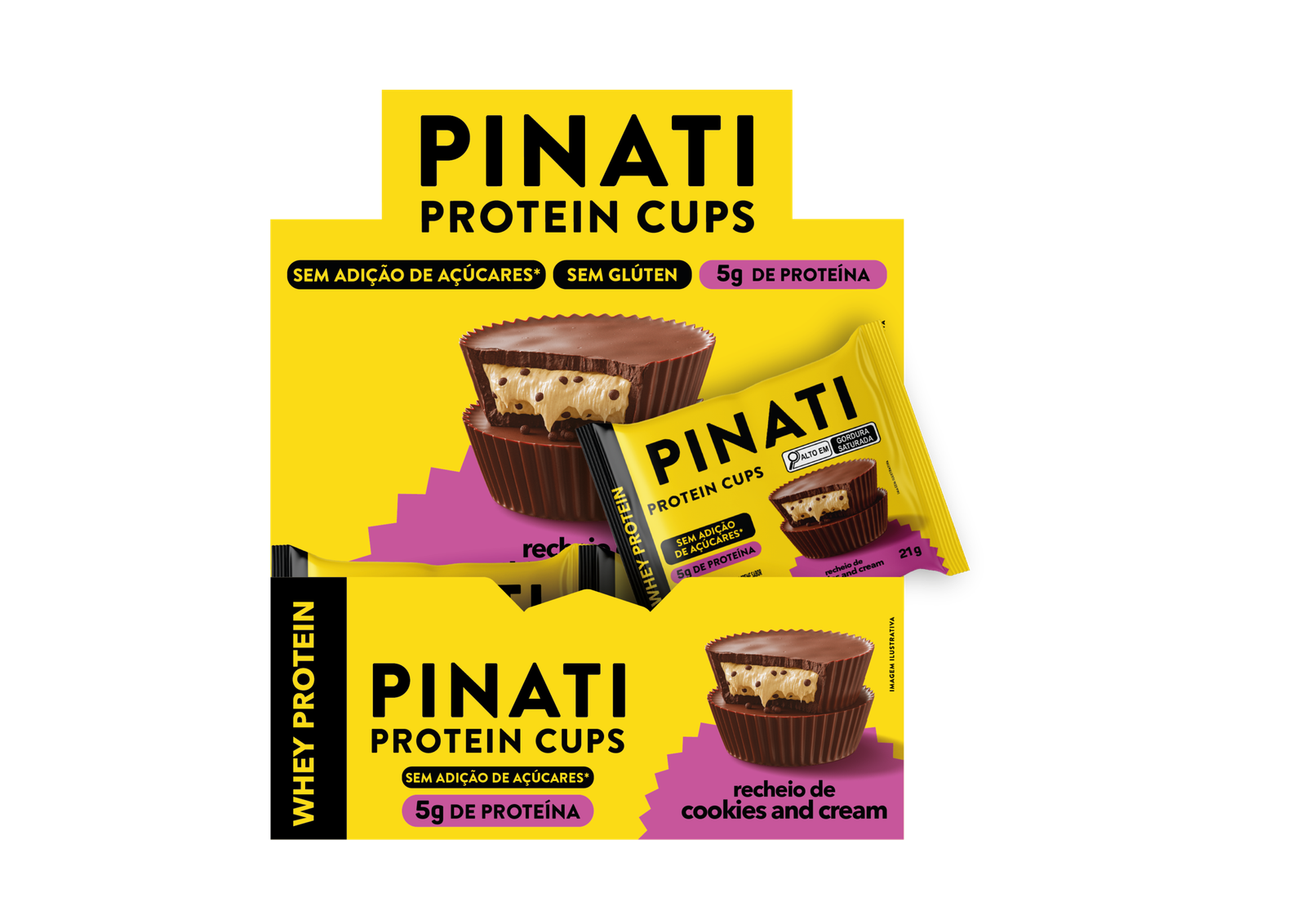 Barra De Proteína Pinati Whey Cookies & Cream 21g - Cx C/ 18