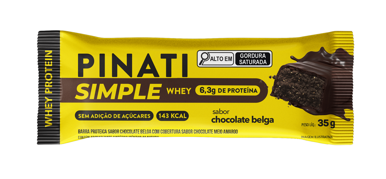Barra De Proteína Pinati Chocolate Belga 35g - Cx Com 16un - Imagem 3