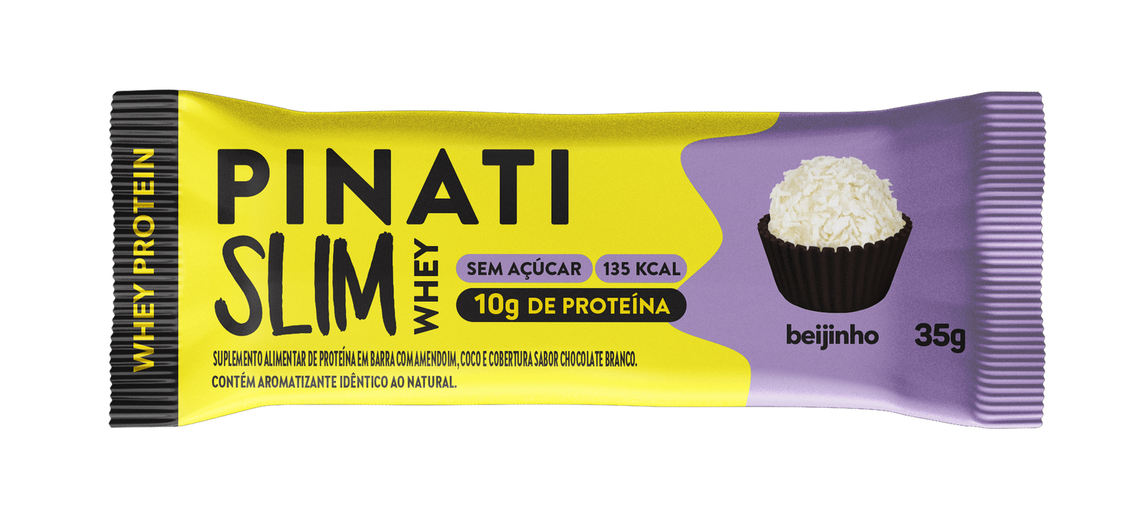 Barra Proteica Snack Pinati Slim Whey Beijinho 35g-cx C/16 - Imagem 2